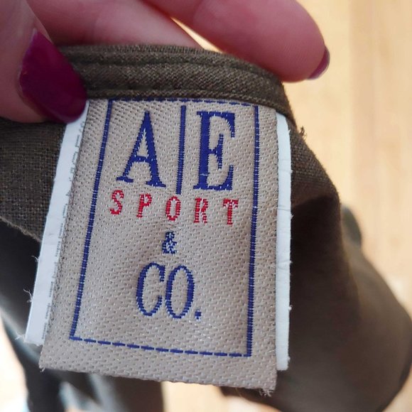 Vintage AE Sport Linen Cotton Sleeveless Olive Green Button Up - Picture 4 of 15